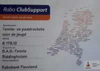 BAS Tennis & Padel bedankt stemmers Rabobank Clubsupport